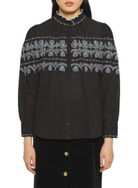 Blouse brodée Nelly - Black