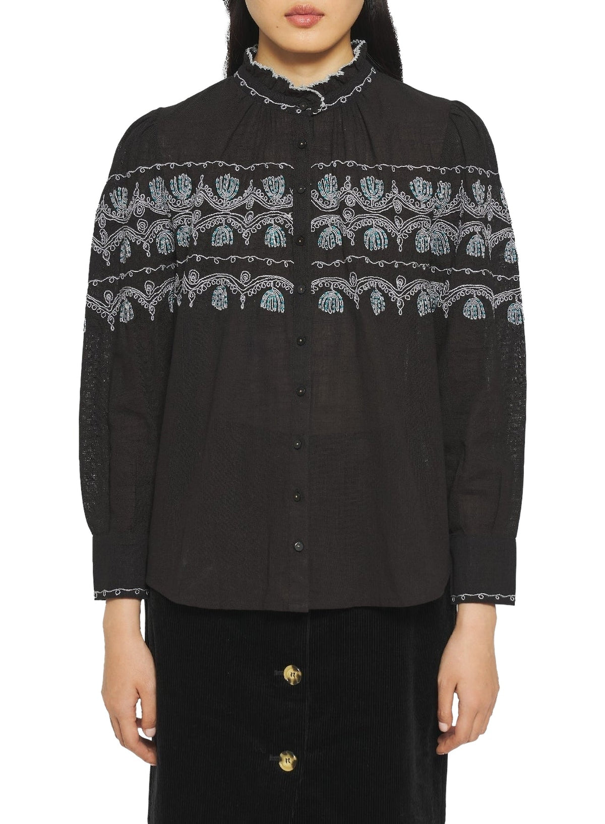 Blouse brodée Nelly - Black