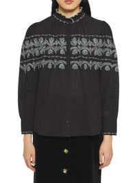 Blouse brodée Nelly - Black