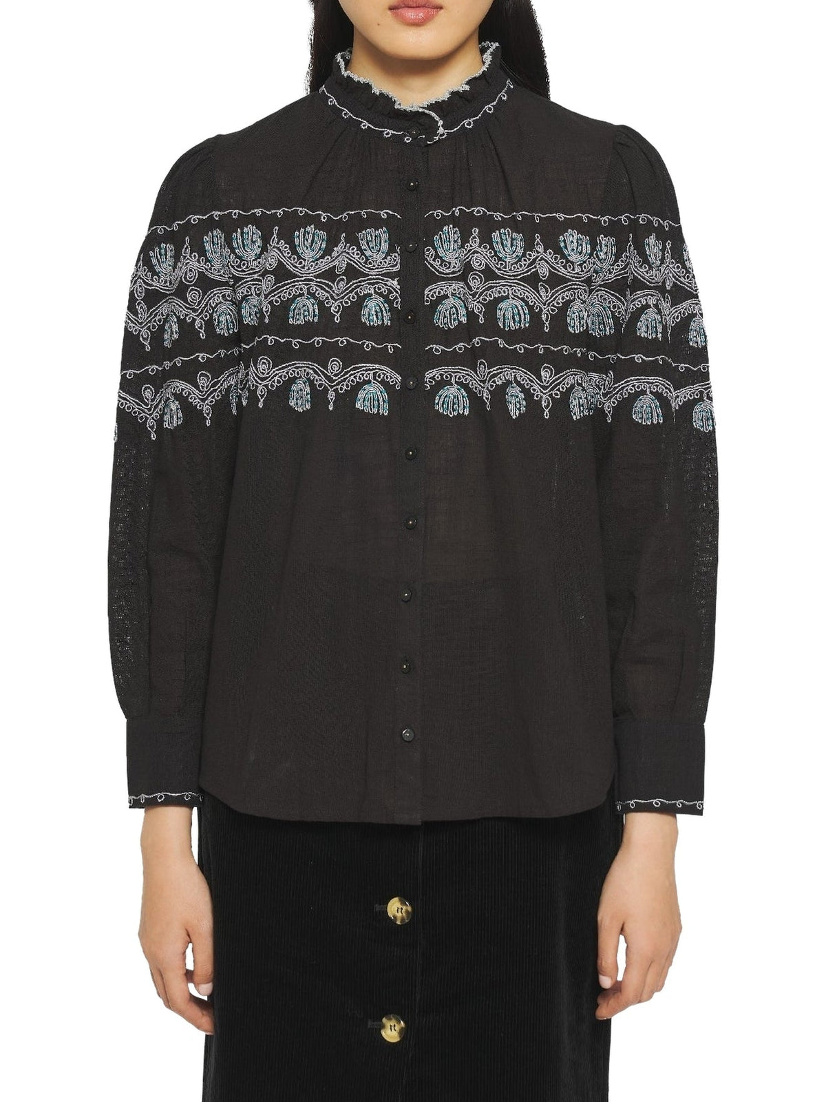 Blouse brodée Nelly - Black