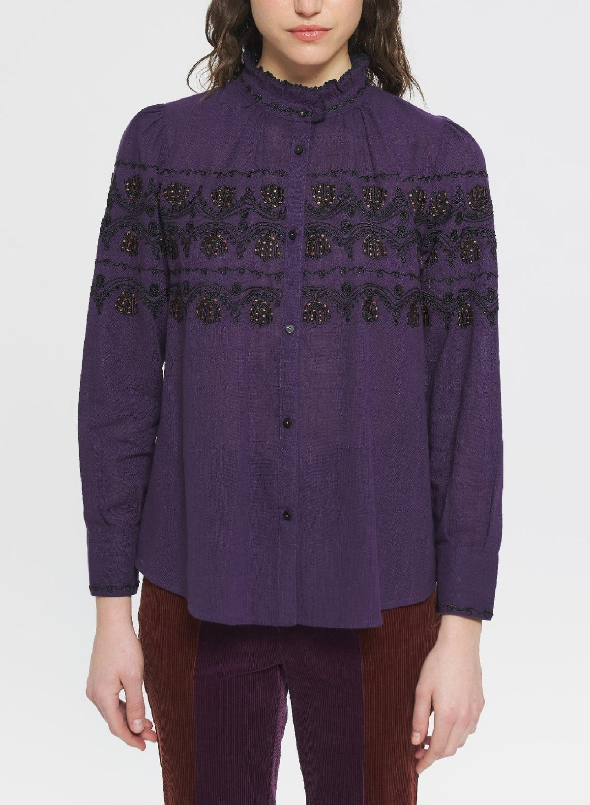 Blouse brodée Nelly - Purple