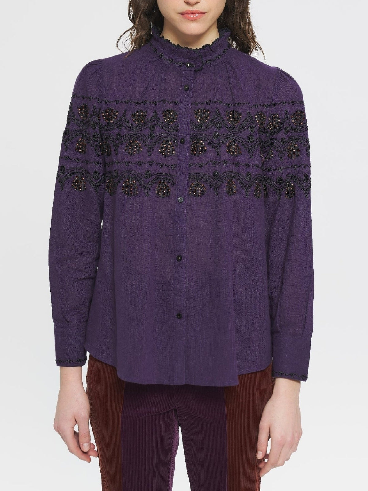 Blouse brodée Nelly - Purple