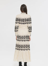 Robe longue brodée Nelly - Cream
