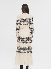 Robe longue brodée Nelly - Cream