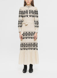 Robe longue brodée Nelly - Cream