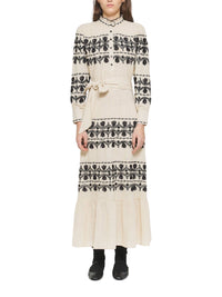Robe longue brodée Nelly - Cream