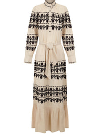 Robe longue brodée Nelly - Cream
