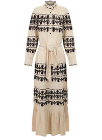 Robe longue brodée Nelly - Cream