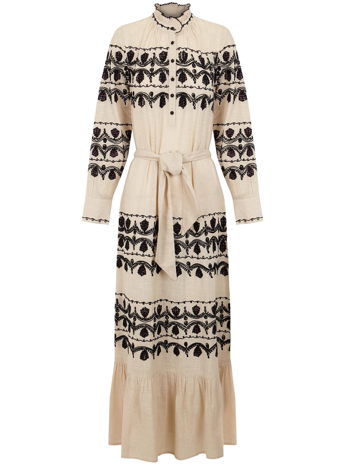 Robe longue brodée Nelly - Cream
