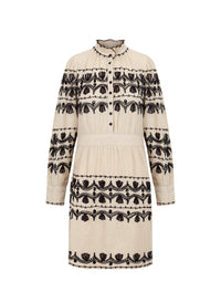 Robe courte brodée Nelly - Cream