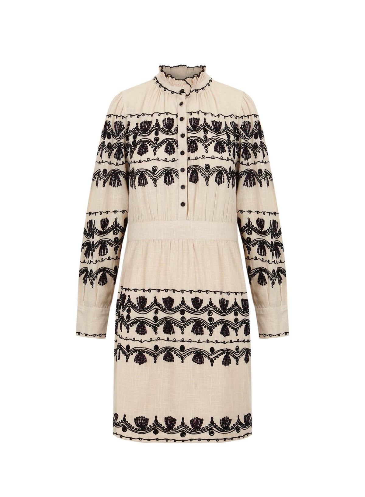 Robe courte brodée Nelly - Cream