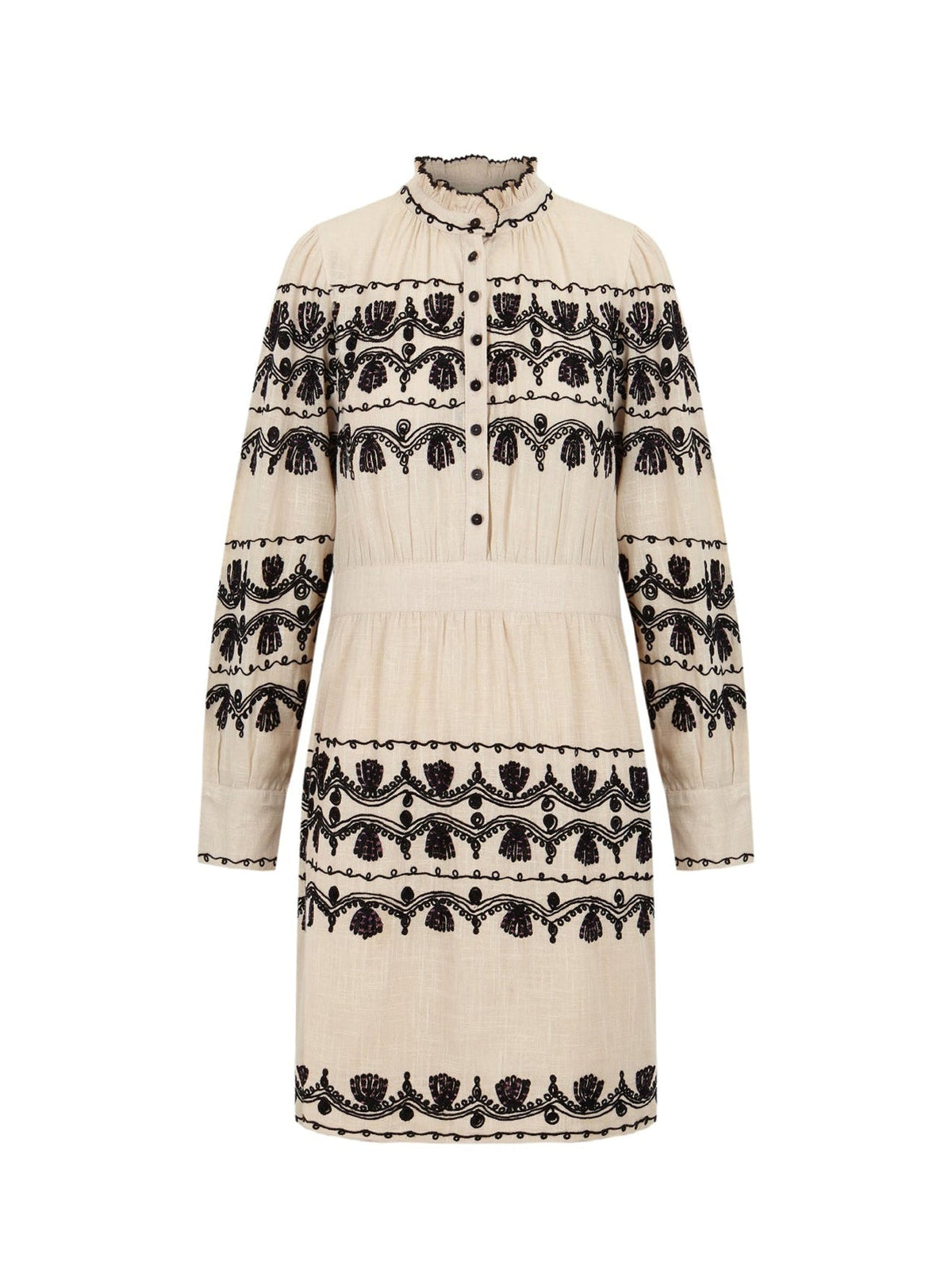 Robe courte brodée Nelly - Cream