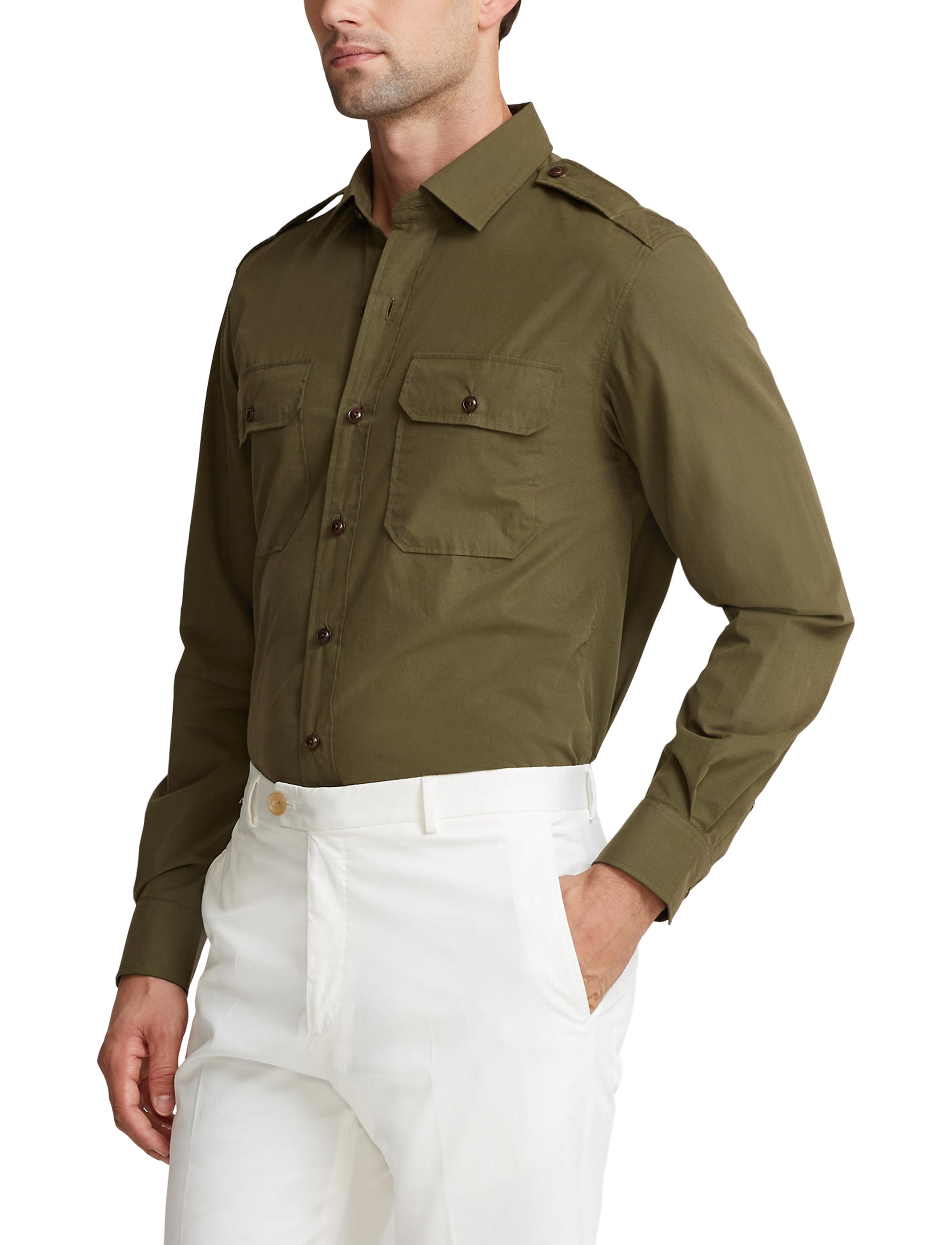 Poplin shirt - Olive Night