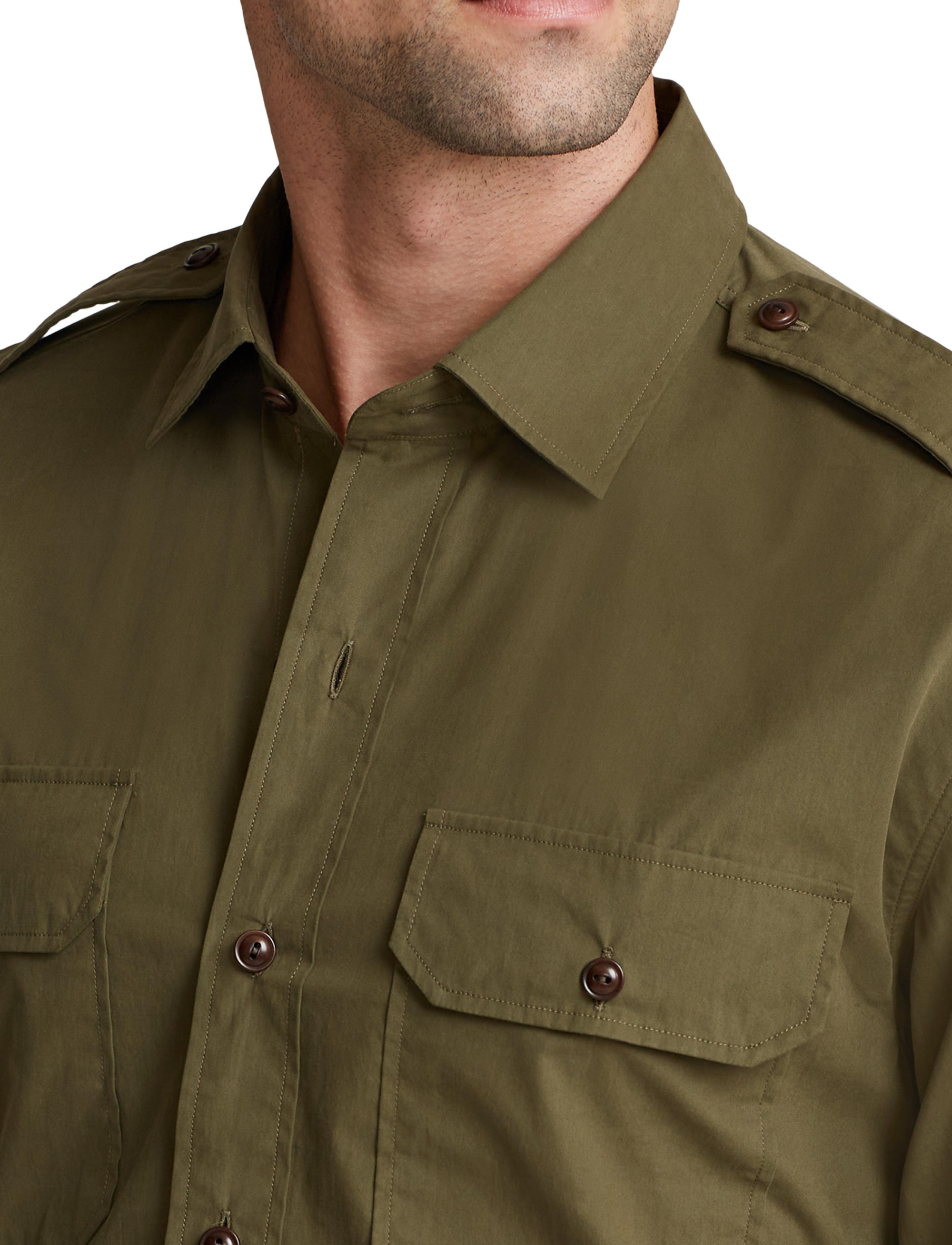 Poplin shirt - Olive Night