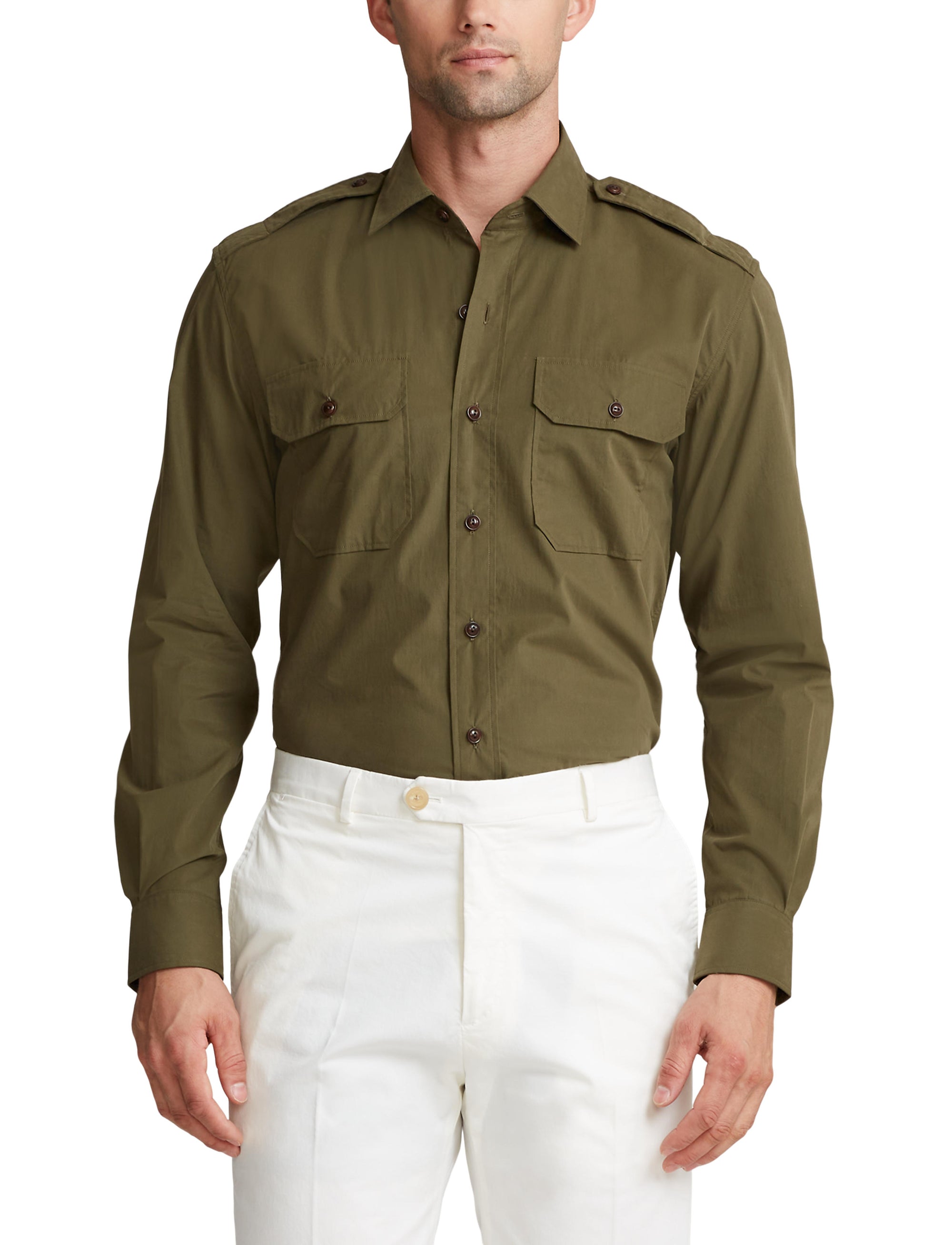 Poplin shirt - Olive Night