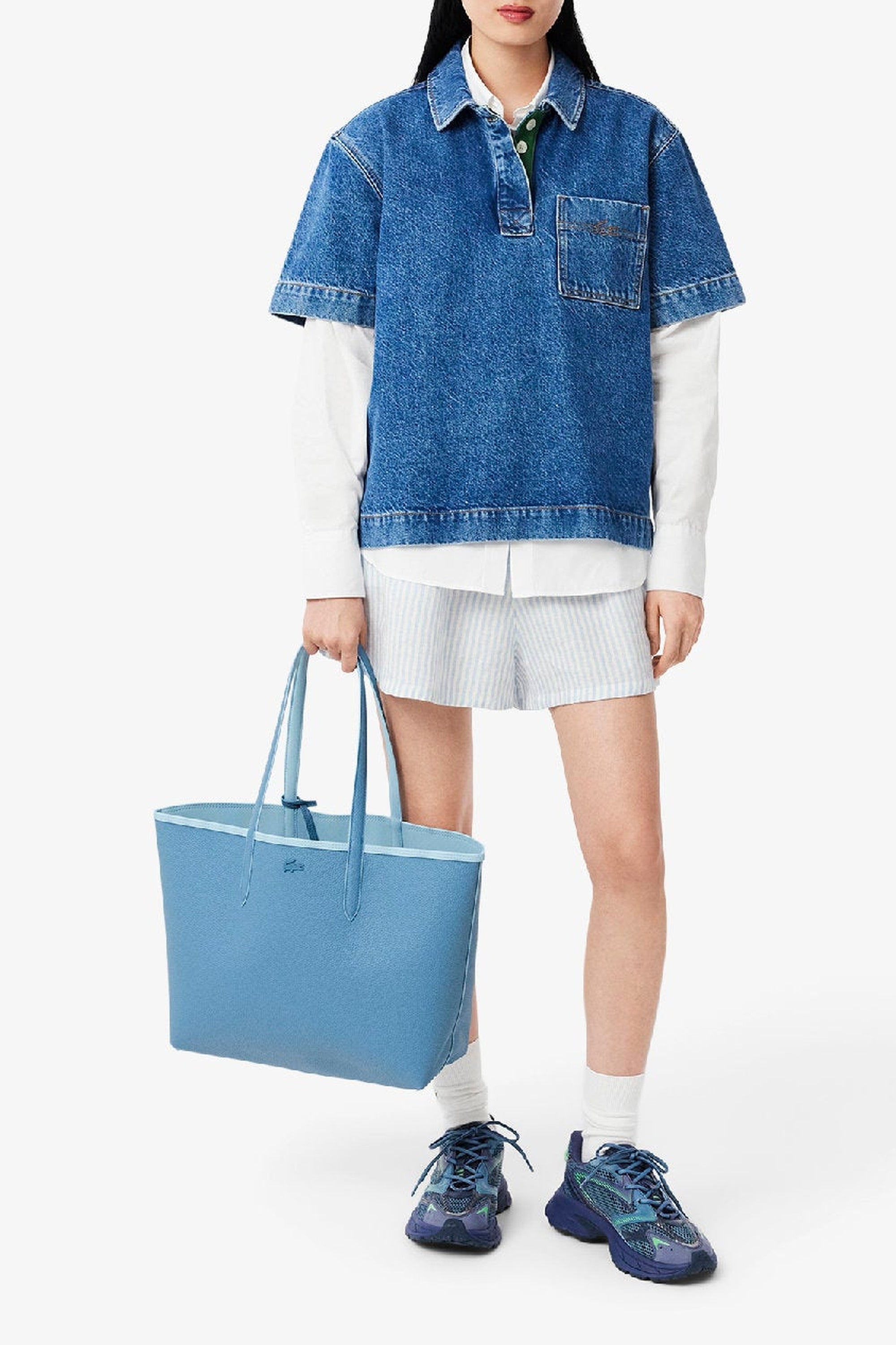 Sac cabas Anna réversible avec pochette en piqué - Forget Me Not