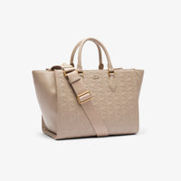 Grand sac cabas Maheki monogramme en cuir - Simply Taupe