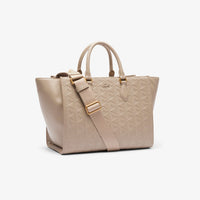 Grand sac cabas Maheki monogramme en cuir - Simply Taupe