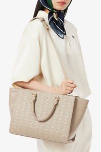 Grand sac cabas Maheki monogramme en cuir - Simply Taupe