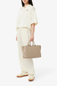 Grand sac cabas Maheki monogramme en cuir - Simply Taupe