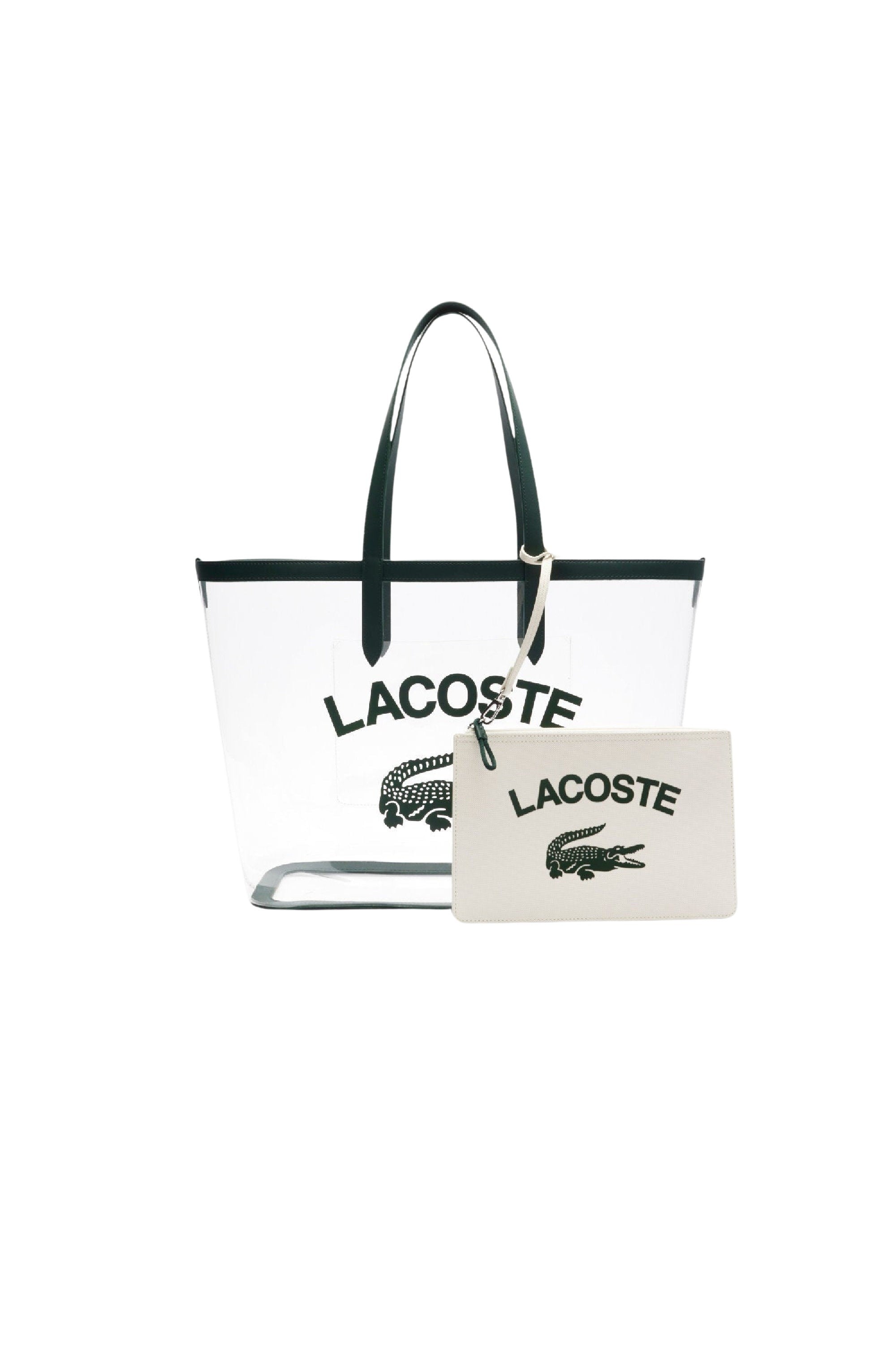 Grand sac cabas Anna grainé en piqué - Transparent Sinople