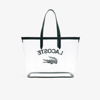 Grand sac cabas Anna grainé en piqué - Transparent Sinople
