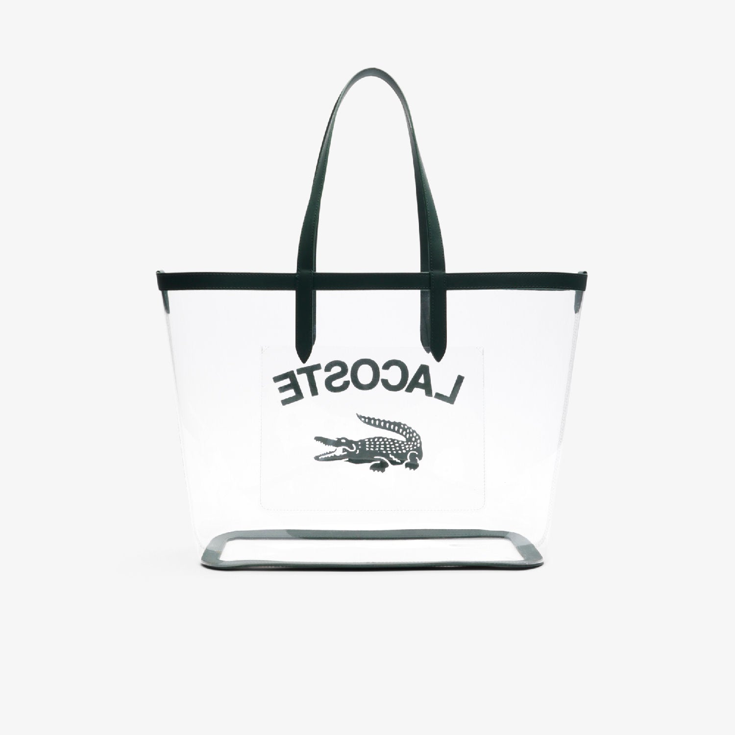 Grand sac cabas Anna grainé en piqué - Transparent Sinople