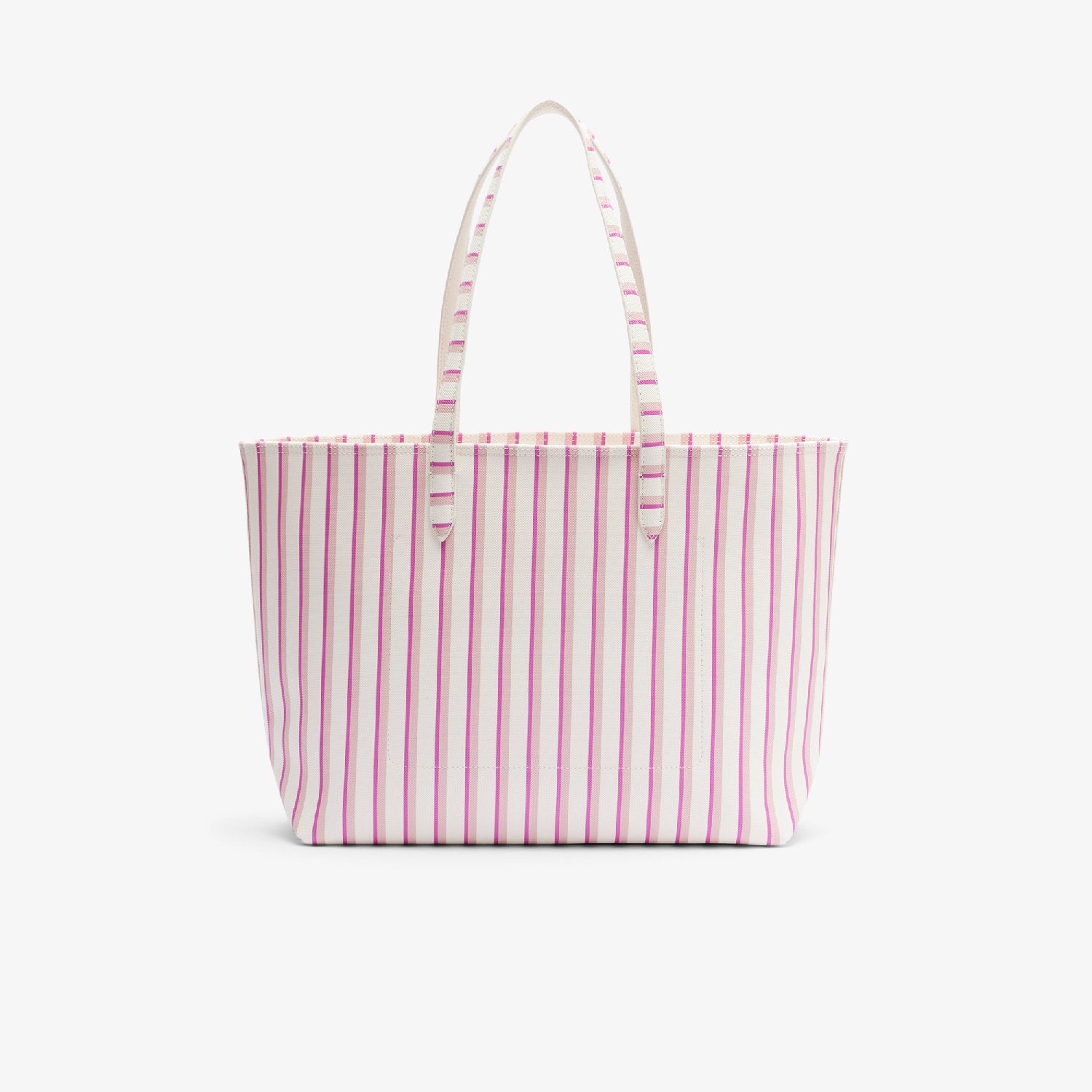 Anna reversible piqué tote bag with zip - Farine Pink Stripes