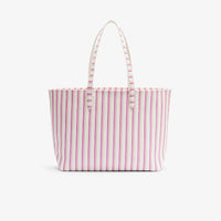 Sac cabas Anna zippé réversible en piqué - Farine Pink Stripes