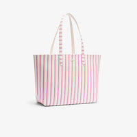 Sac cabas Anna zippé réversible en piqué - Farine Pink Stripes