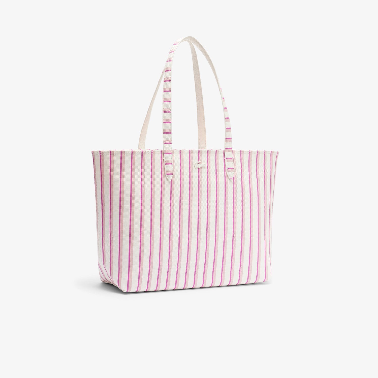 Sac cabas Anna zippé réversible en piqué - Farine Pink Stripes