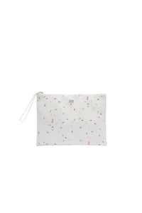Large L.12.12 Concept piqué printed pouch - Confetti Croc Farine