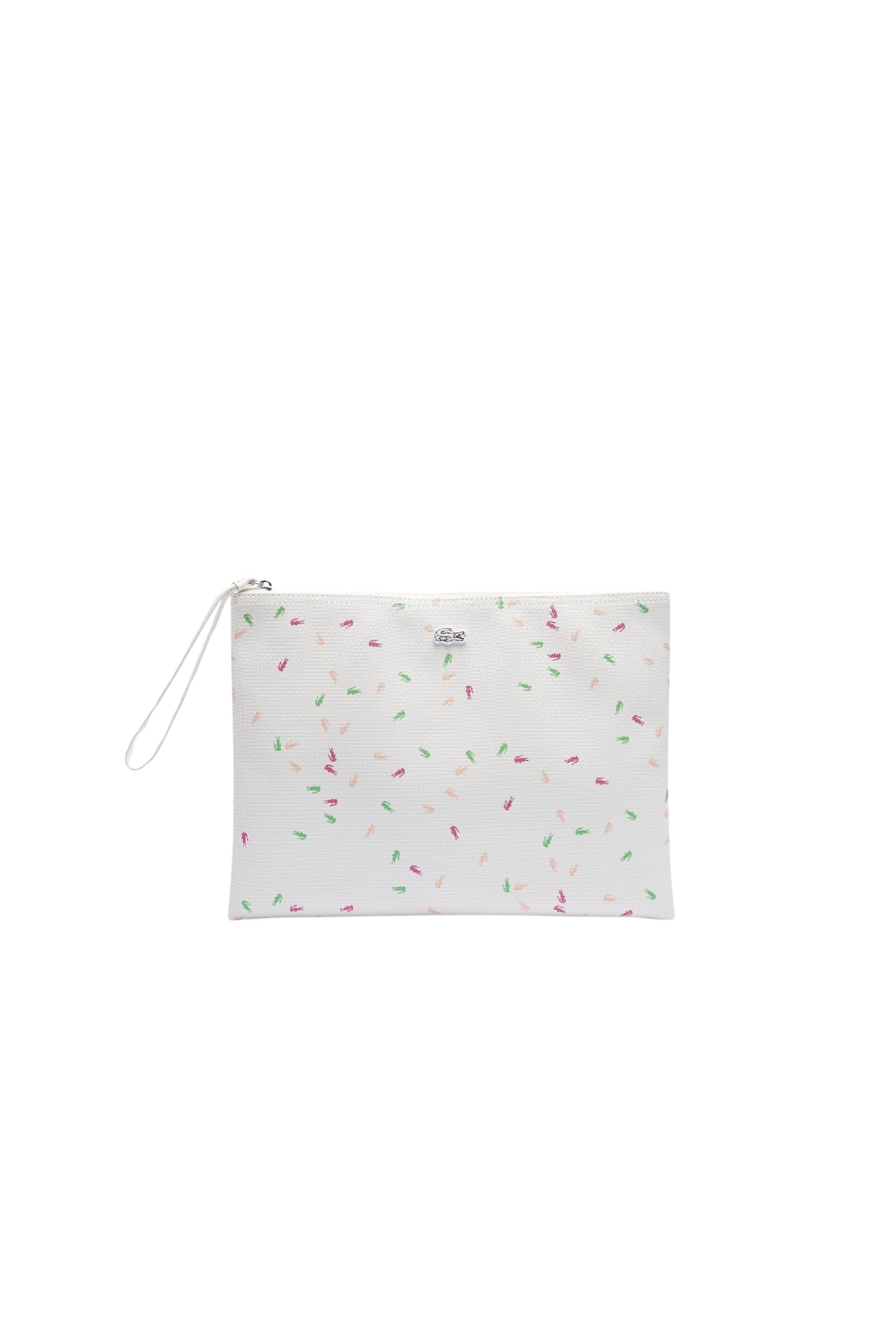 Large L.12.12 Concept piqué printed pouch - Confetti Croc Farine