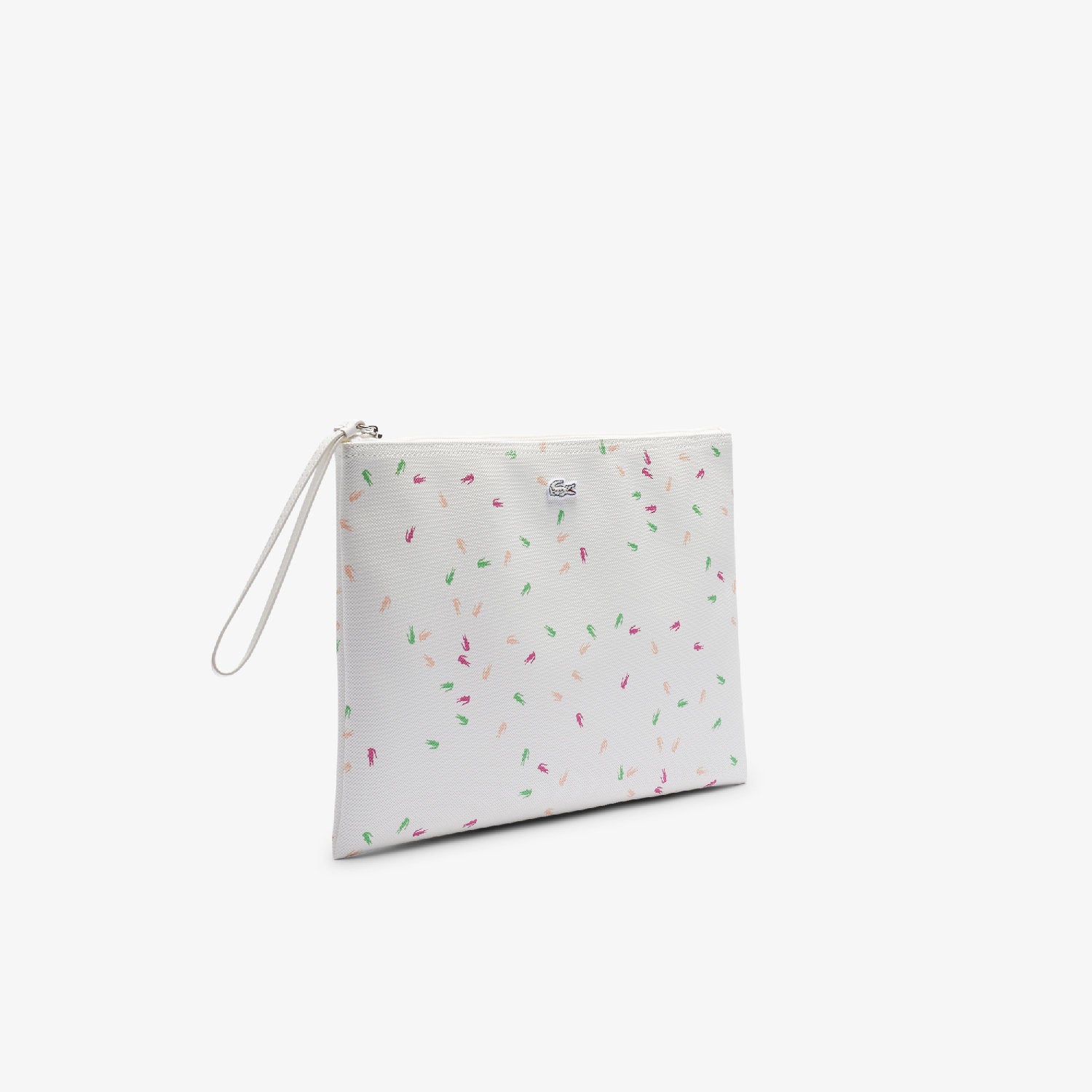 Large L.12.12 Concept piqué printed pouch - Confetti Croc Farine