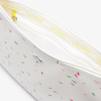 Large L.12.12 Concept piqué printed pouch - Confetti Croc Farine