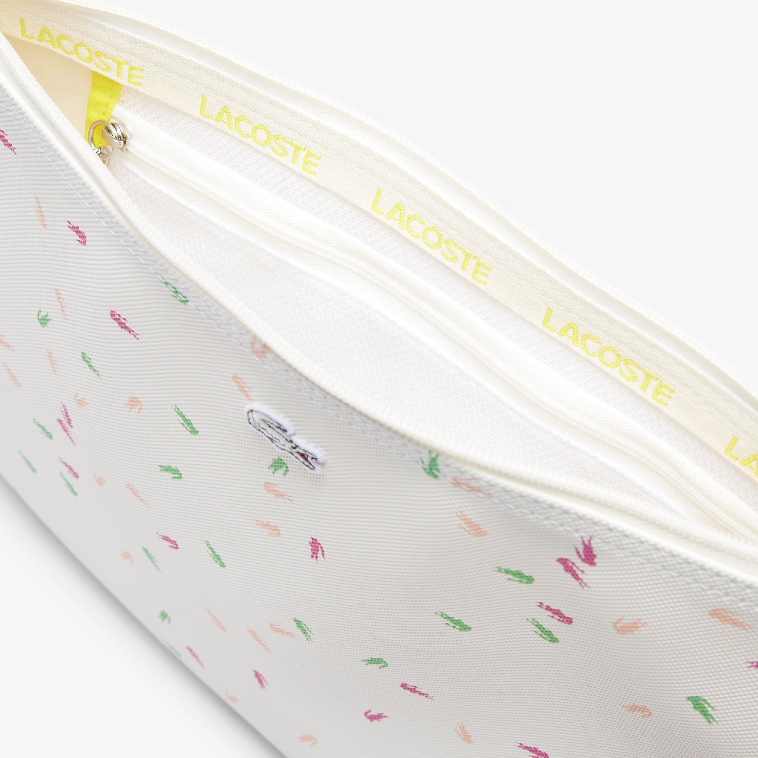Large L.12.12 Concept piqué printed pouch - Confetti Croc Farine