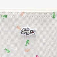 Large L.12.12 Concept piqué printed pouch - Confetti Croc Farine