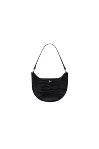 Petit sac lune Chantaco embossé en cuir - Noir