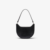Petit sac lune Chantaco embossé en cuir - Noir
