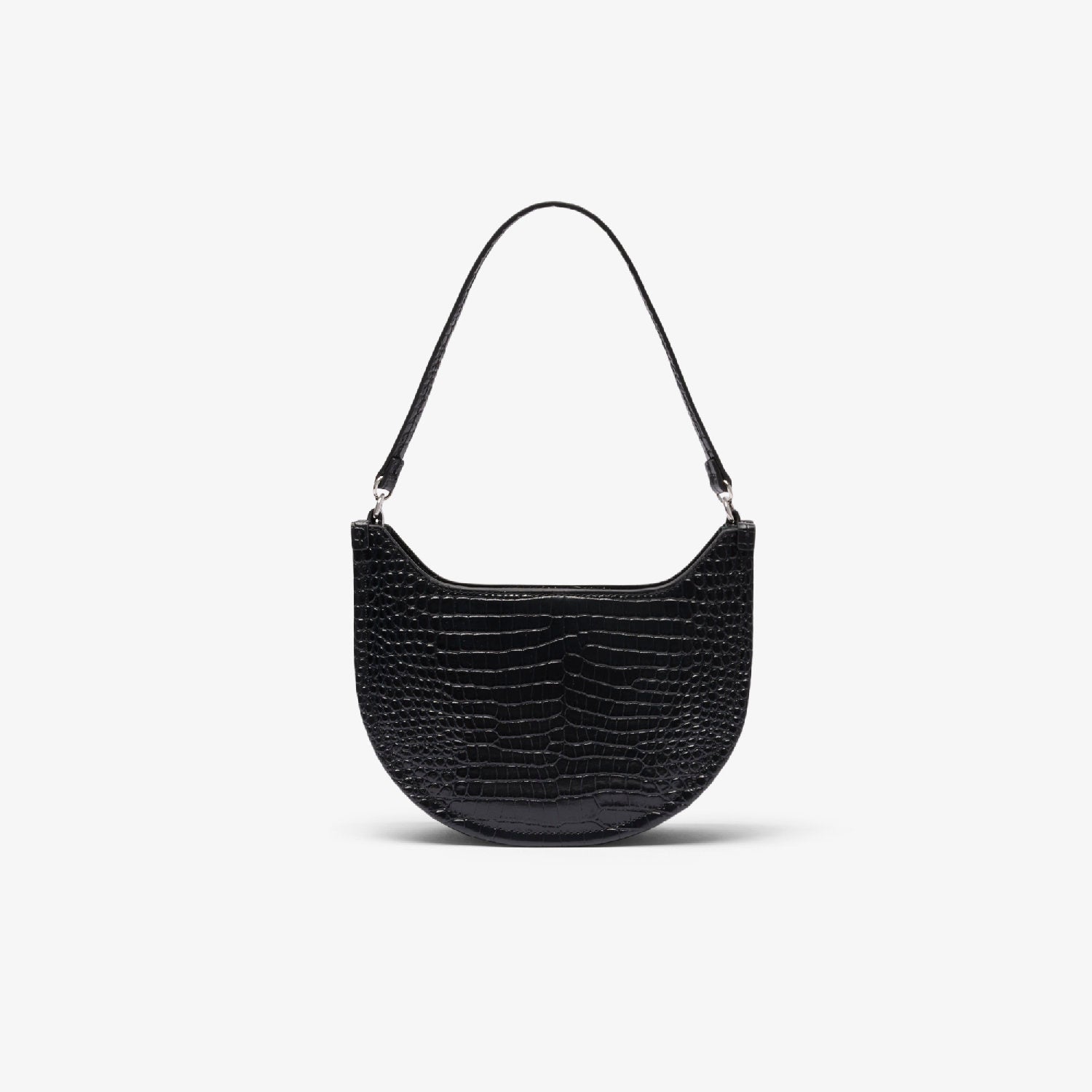Petit sac lune Chantaco embossé en cuir - Noir