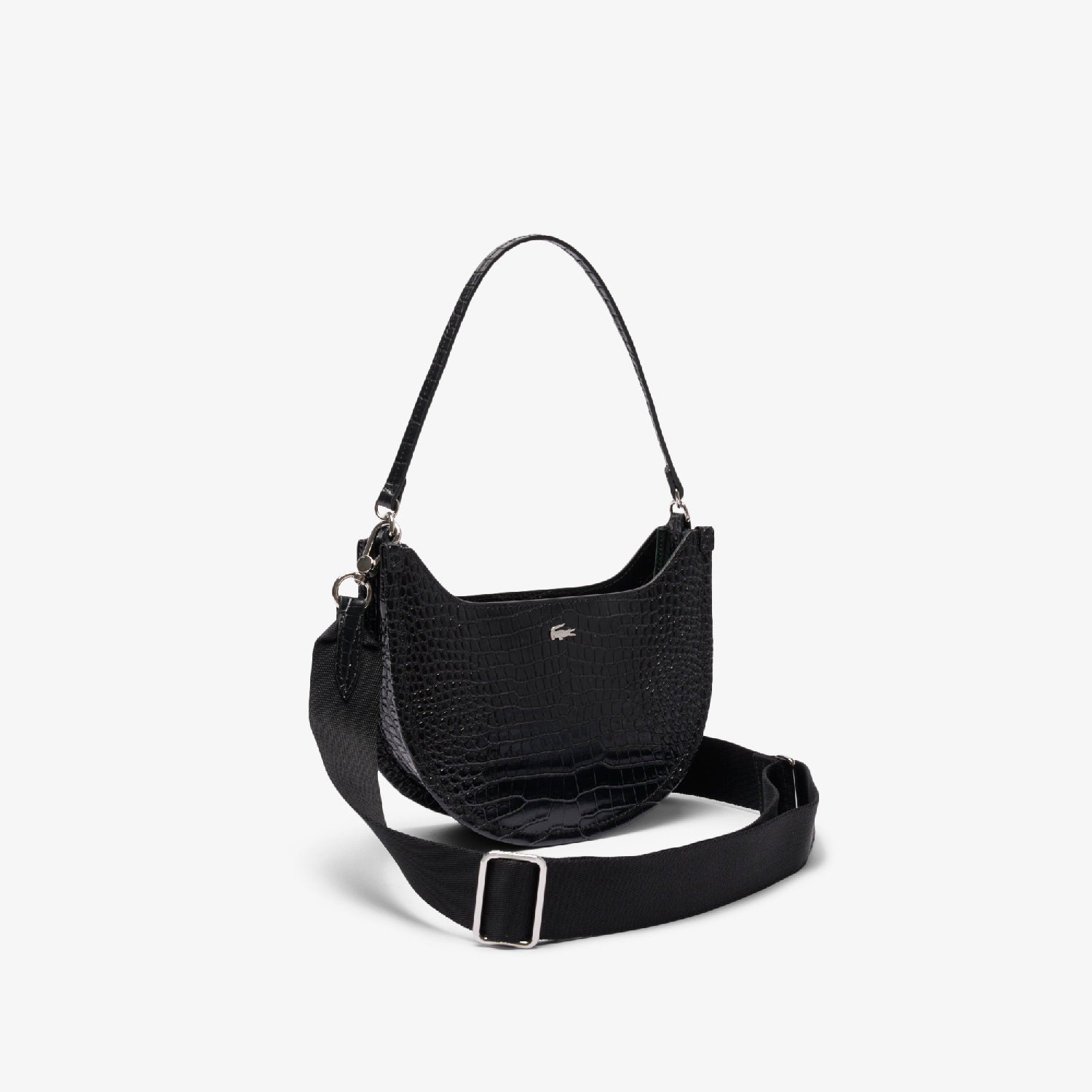 Petit sac lune Chantaco embossé en cuir - Noir