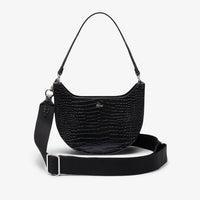 Petit sac lune Chantaco embossé en cuir - Noir