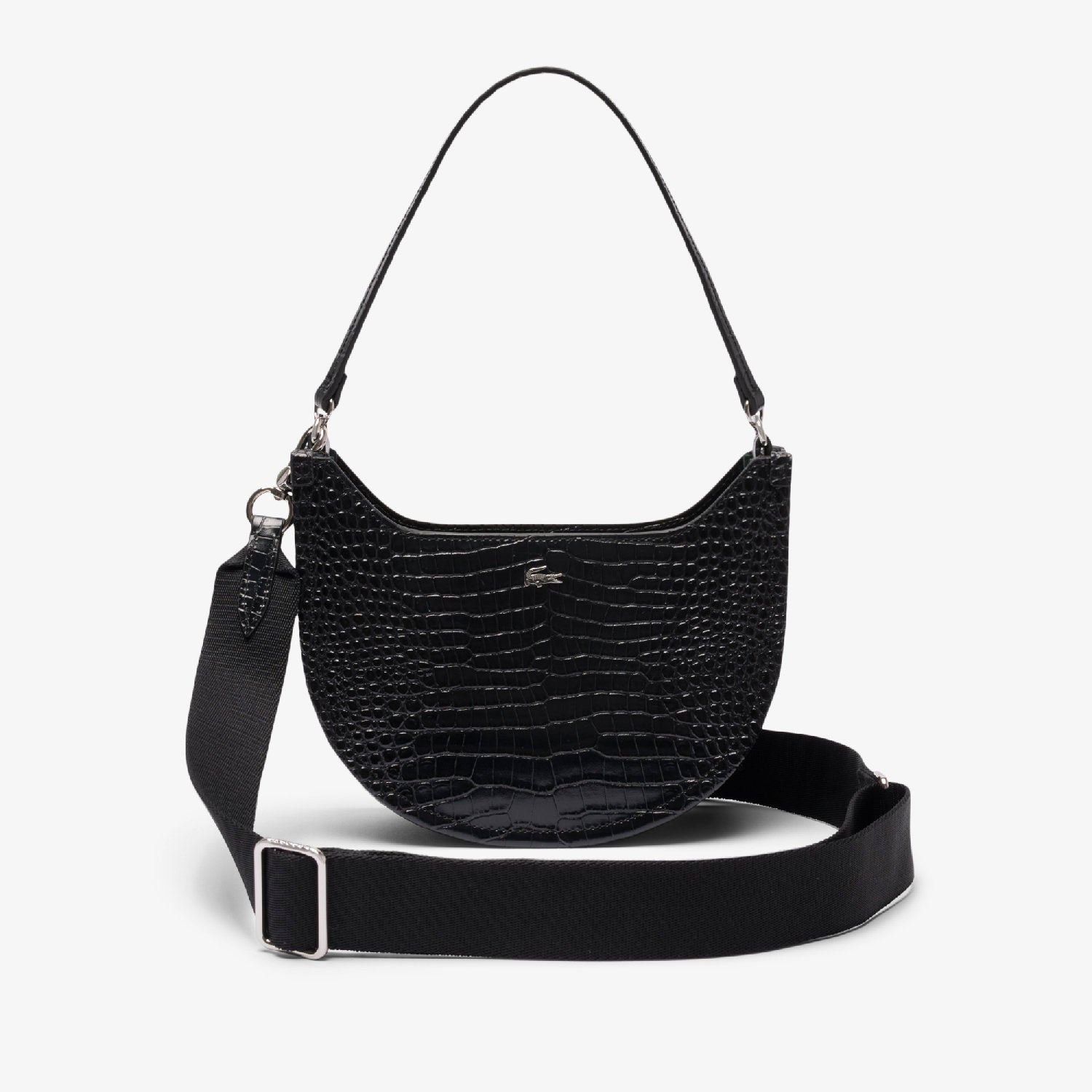 Petit sac lune Chantaco embossé en cuir - Noir