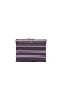 L.12.12 Large Striped Piqué Pouch - Marine Grenadine