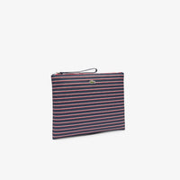 Grande pochette L.12.12 Concept rayée en piqué - Marine Grenadine