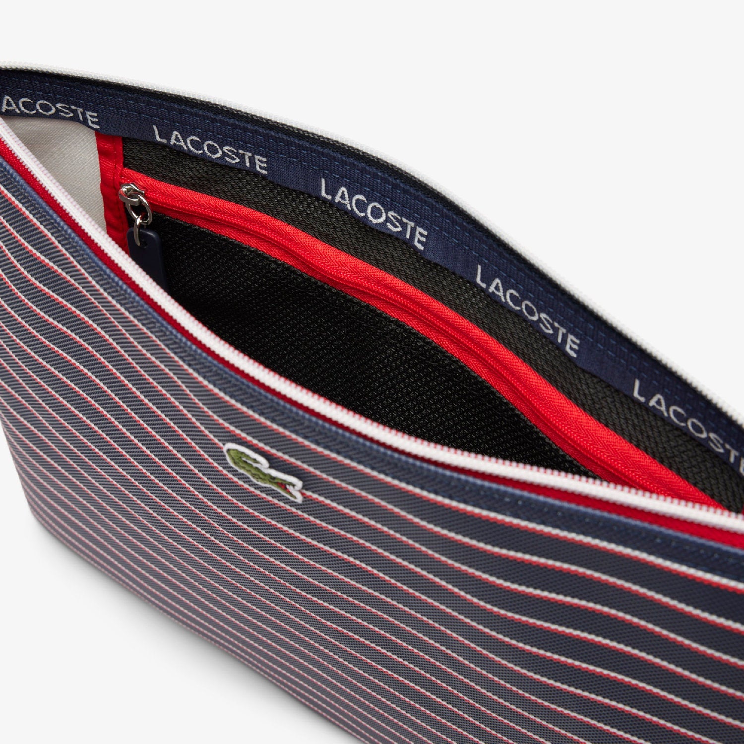 Grande pochette L.12.12 Concept rayée en piqué - Marine Grenadine
