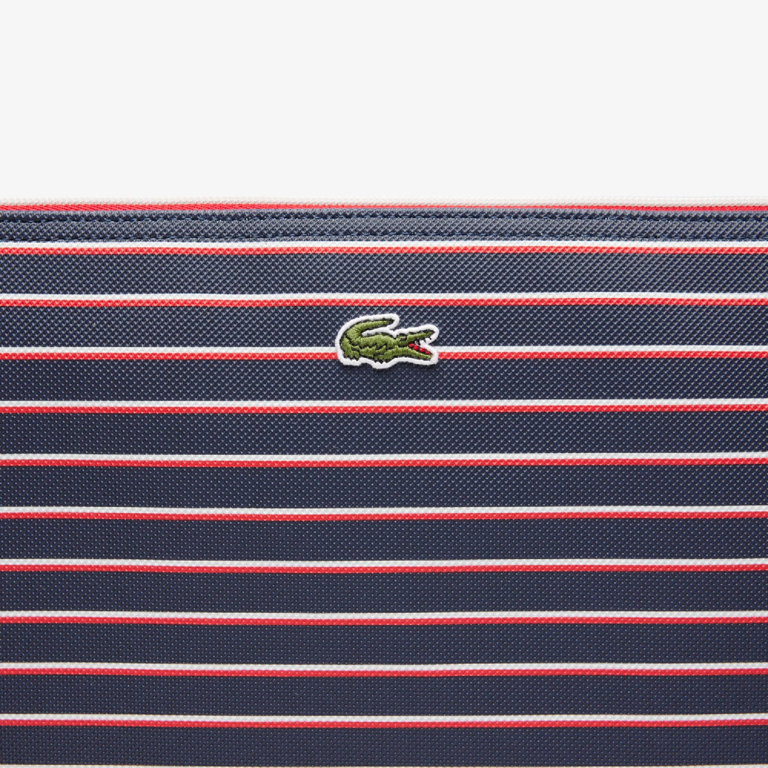 L.12.12 Large Striped Piqué Pouch - Marine Grenadine