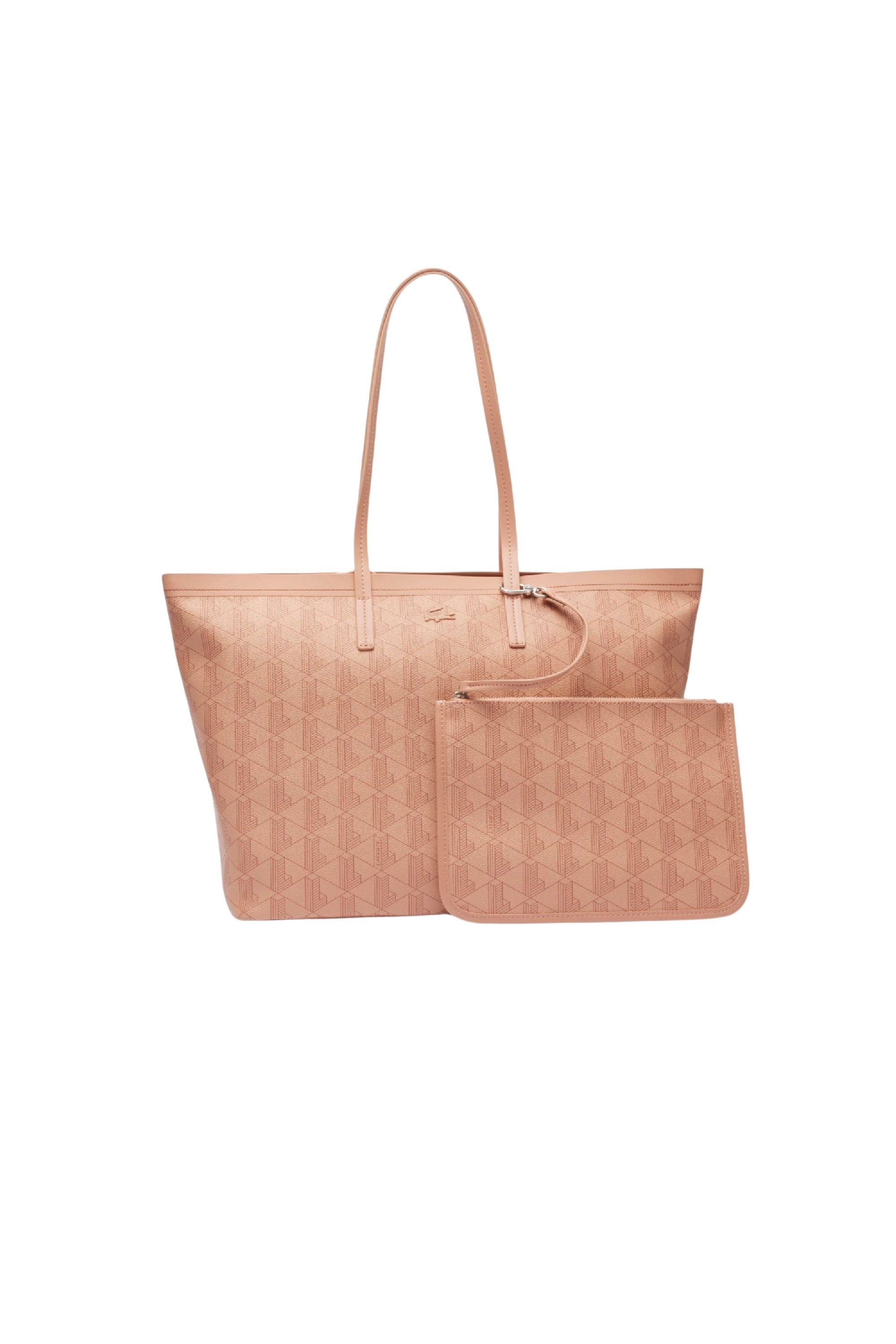 Sac cabas Zely grainé avec pochette - Mono Latte Copper