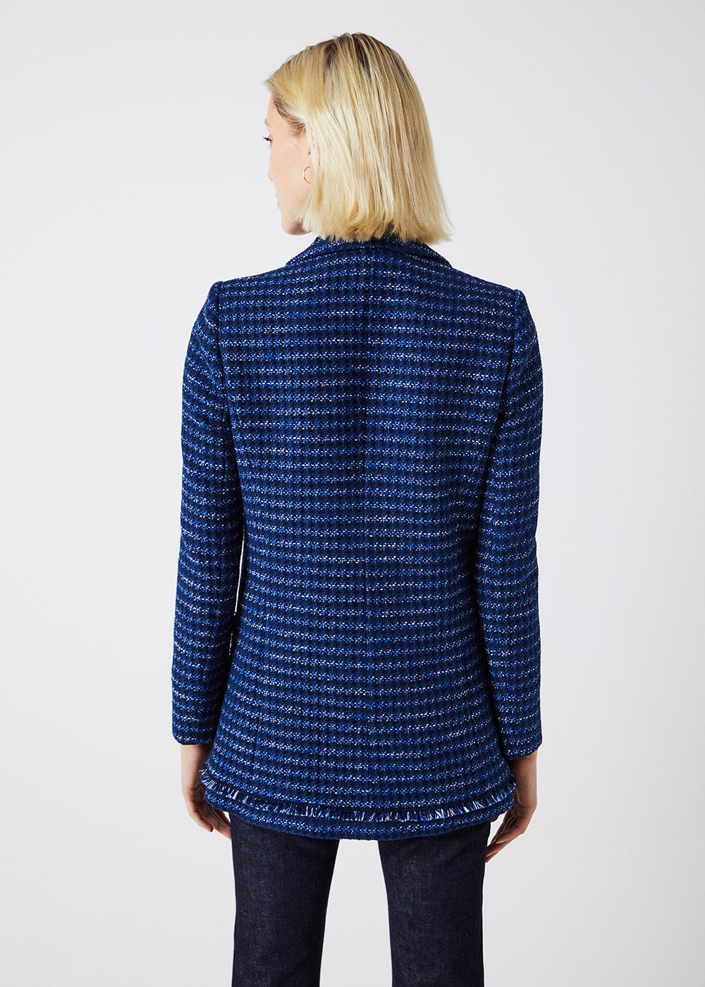 Veste longue tweed - Marine