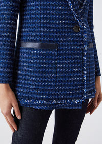 Veste longue tweed - Marine